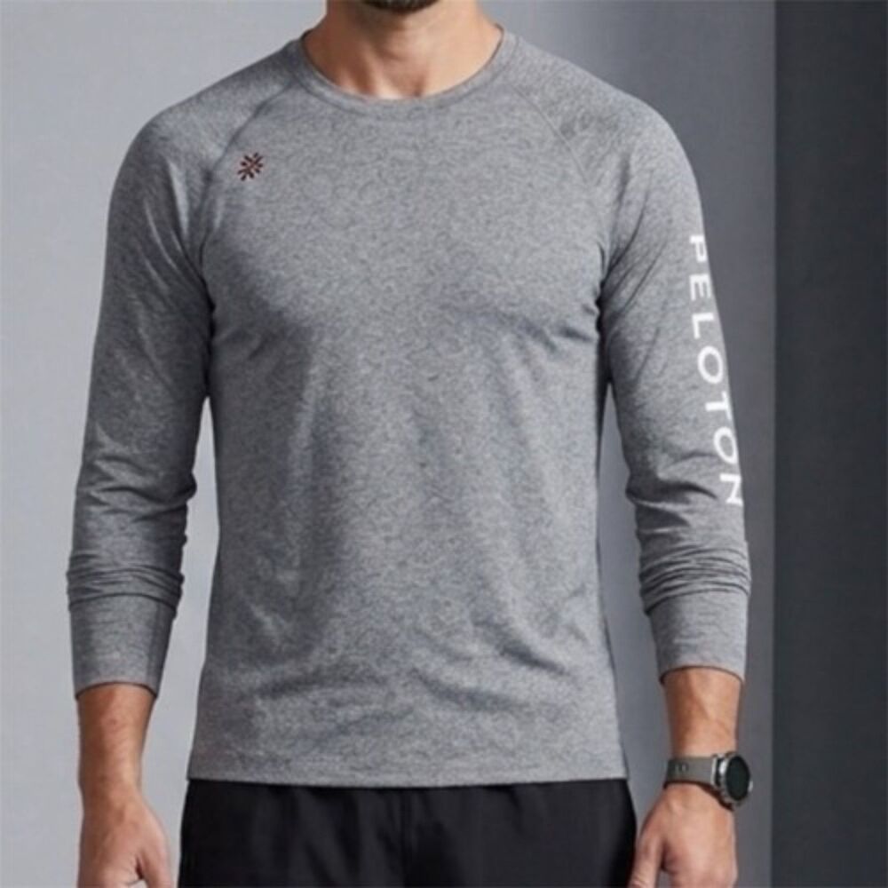Rhone X Peloton Shirt Mens XL Gray Long sleeve Athletic Crew Neck Workout Casual